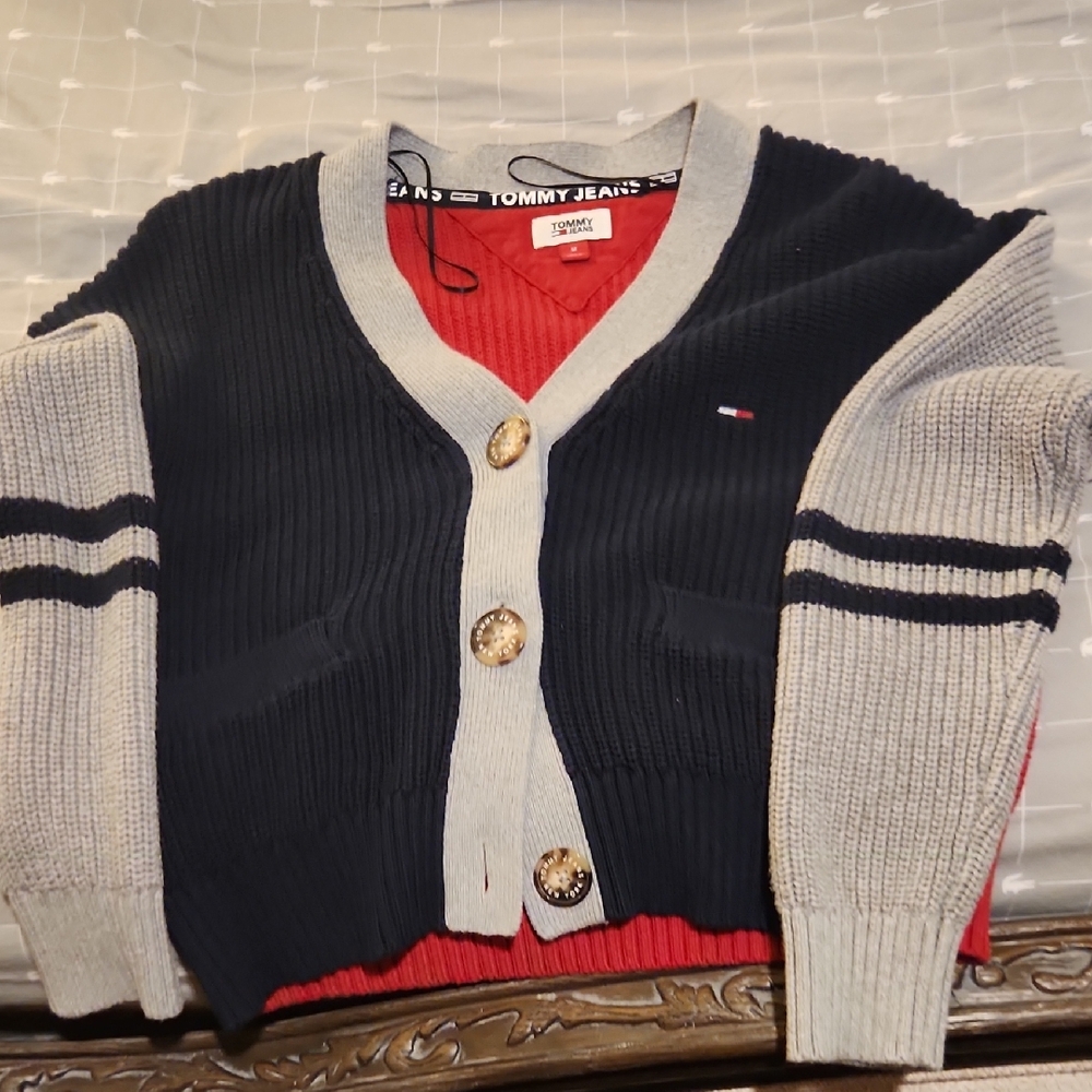 Tommy Hilfiger Navy and Gray Cardigan